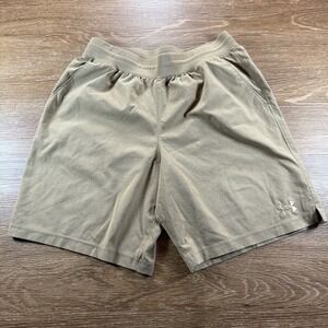 Under Armour Men's Athletic Shorts Medium Tan Loose Fit Stretch 8" Inseam Active